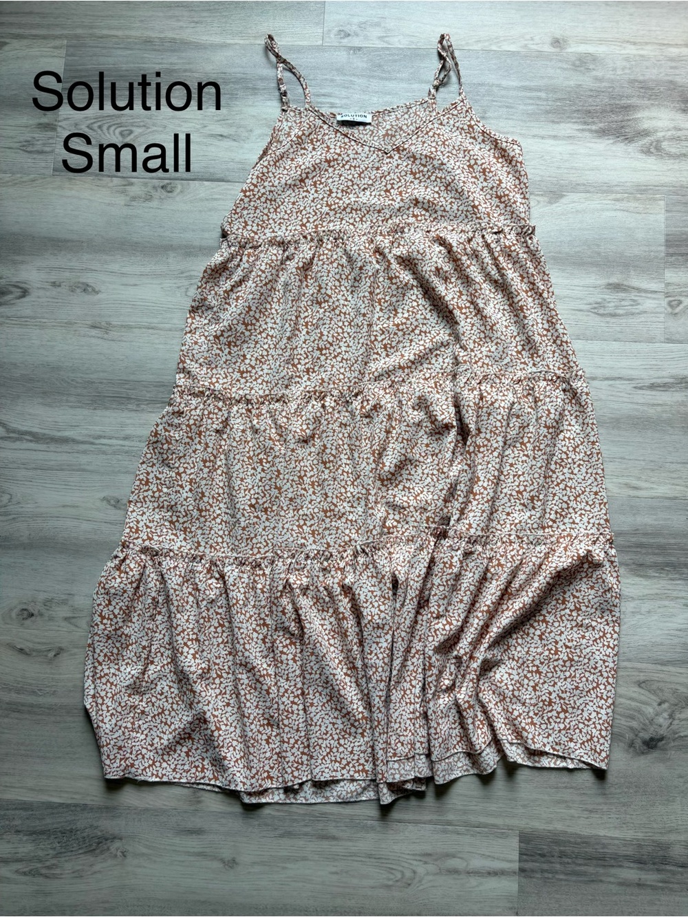 Solution Floral Tiered Midi Dress - Pink/Brown